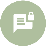 Secure messaging icon on green background.
